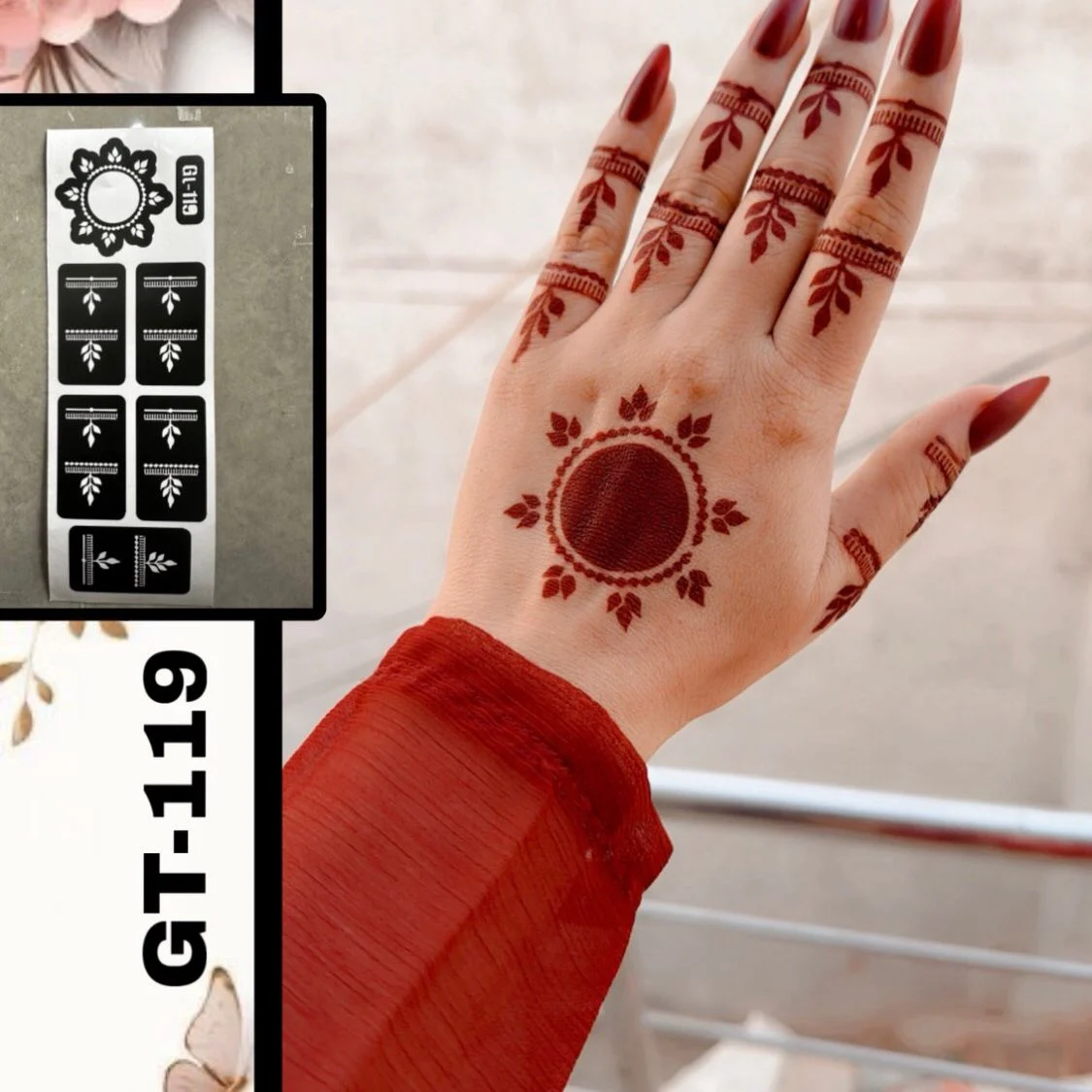 Henna Tatoo Stencils GT119 | Mehndi Stickers | kulsoomshenna