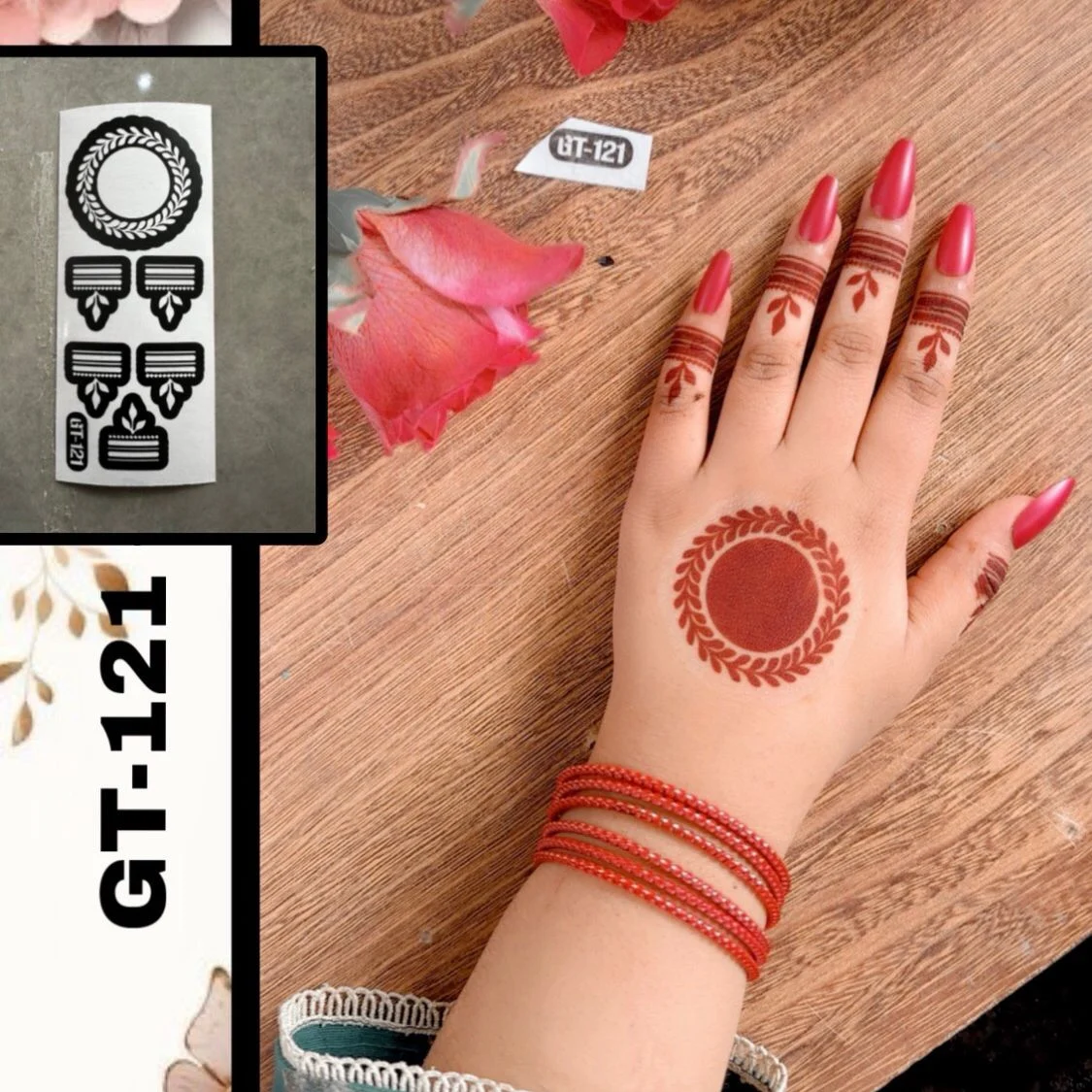 Henna Tatoo Stencils GT121 | Mehndi Stickers | kulsoomshenna