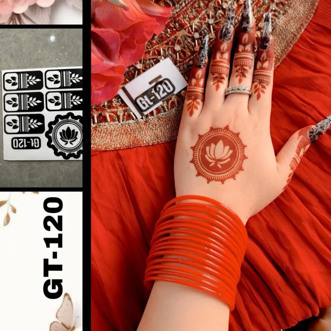 Henna Tatoo Stencils GT120 | Mehndi Stickers | kulsoomshenna
